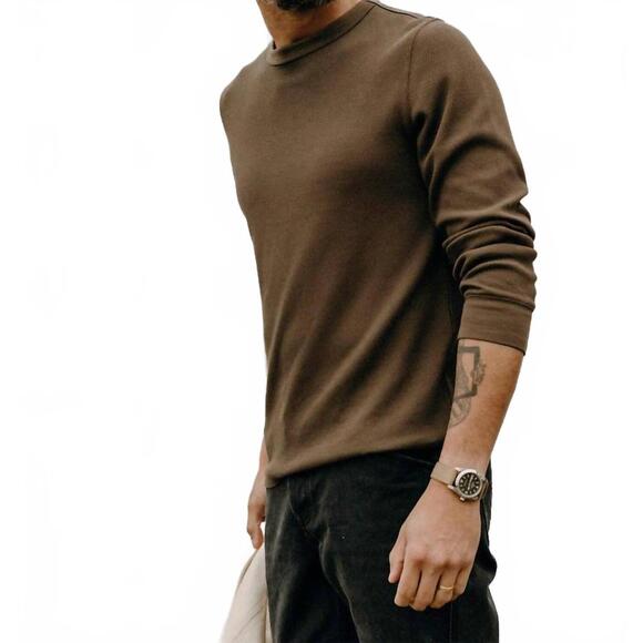 NEW TAYLOR STITCH organic cotton waffle crew top in fatigue olive - Picture 1 of 6